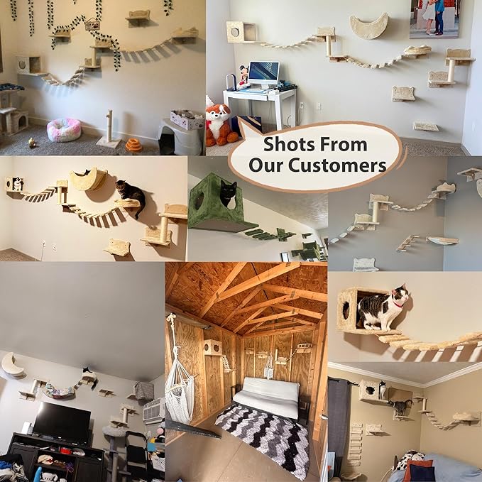 9-in-1 Cat Wall Shelves, Stable & Safe Wall Mounted Cats Shelf Furniture Set - Image 8