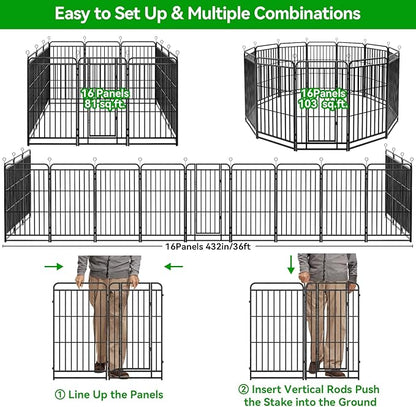 Kfvigoho Heavy Duty Dog Playpen: 16 Steel Panels 47" Height, Square Steel Pipe - Image 8