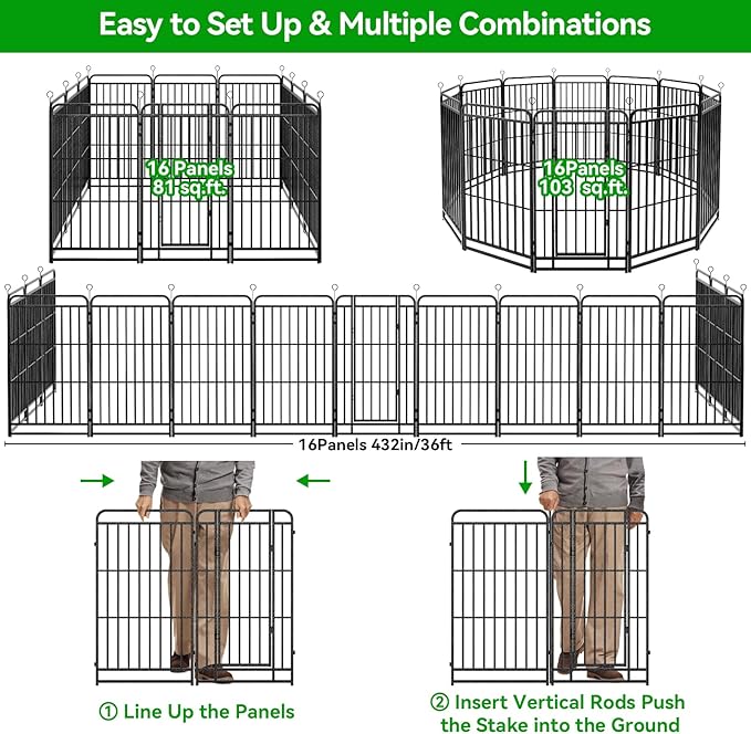 Kfvigoho Heavy Duty Dog Playpen: 16 Steel Panels 40" Height, Square Steel Pipe - Image 8