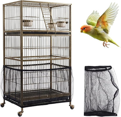 Bird Cage Cover, Bird Cage Seed Catcher, Durable Airy Nylon Mesh Net, by Unknown