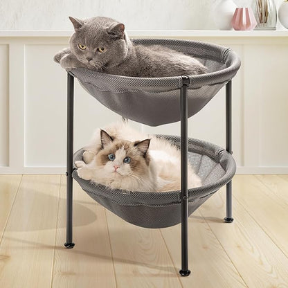 JUNSPOW Double Cat Bed Grey, Breathable Kitty Bed by JUNSPOW