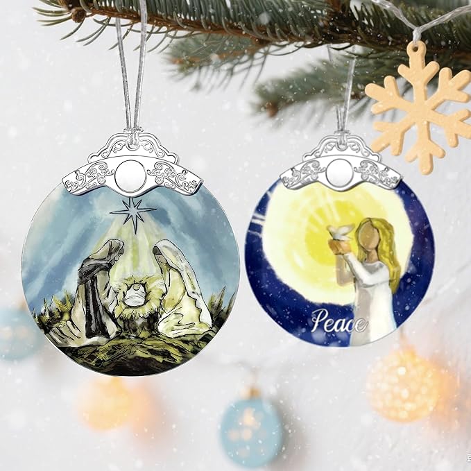 Stained Glass Nativity Ornament, Religious Christmas Ornaments, Christmas - Image 5