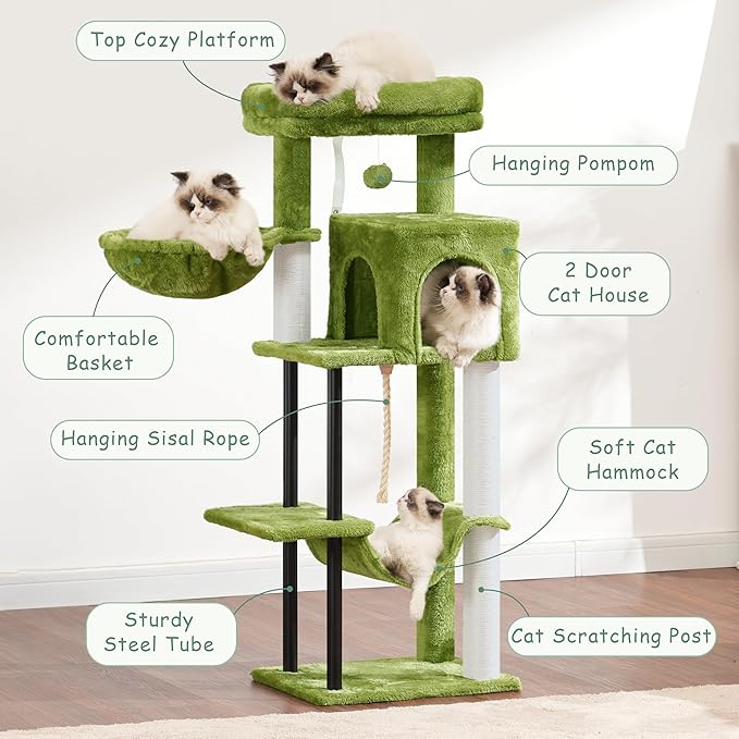 Gitelsnour Cat Tree, Cat Tower for Indoor Cats, 43.3 inch Cat Tree Tower - Image 2