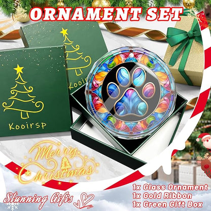 Paw Print Christmas Ornament, Stained Glass Ornaments and Christmas Tree - Image 3
