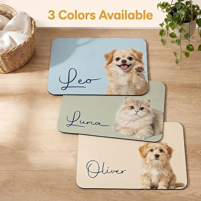 Personalized Dog & Cat Mat for Food & Water Bowls, Custom Pet Food Mat - Image 5