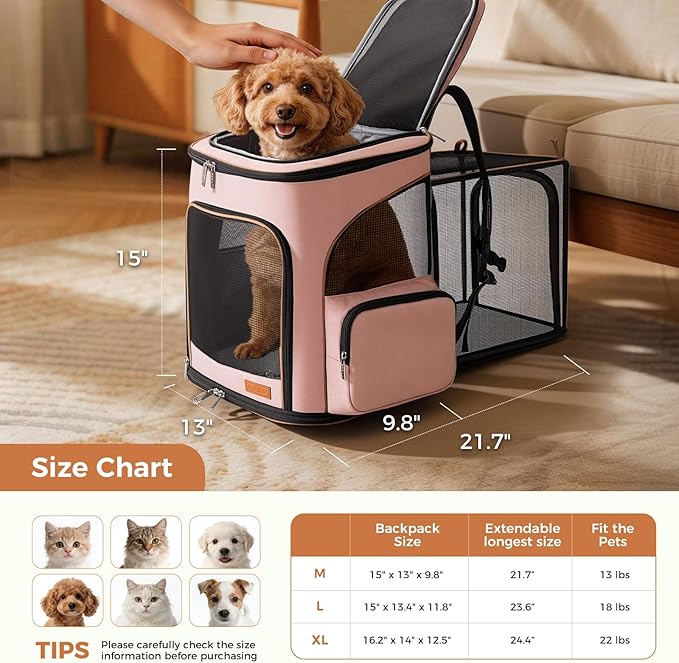 Lekereise Pet Carrier Backpack Expandable Cat Backpack - Image 2