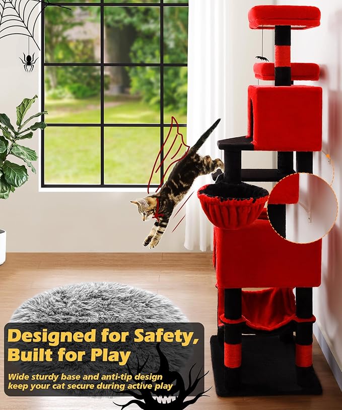 AMHANCIBLE Gothic Cat Tree, 70 Inch Tall Cat Tower - Image 6