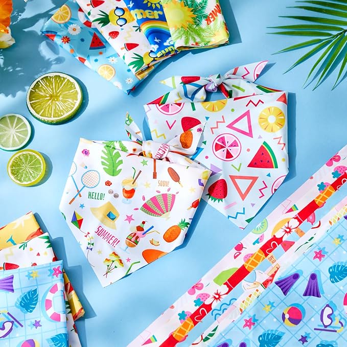 Preboun 50 Pcs Summer Bandanas Dogs Bulk Hawaiian Dog Bandanas Fruit Kerchief - Image 5