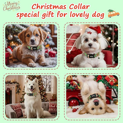 Christmas Dog Collar for Small Dogs, Adjustable Green Small Dog Collars - Image 2