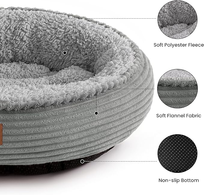Love's cabin Round Donut Cat and Dog Cushion Bed, 30in Pet Bed - Image 2