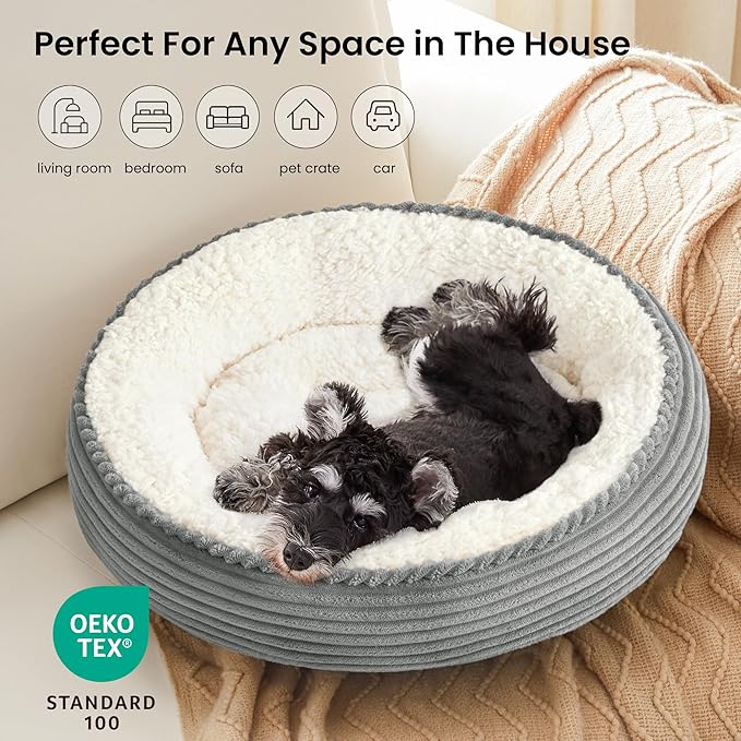 Love's cabin Round Donut Cat and Dog Cushion Bed, 24in Pet Bed - Image 6