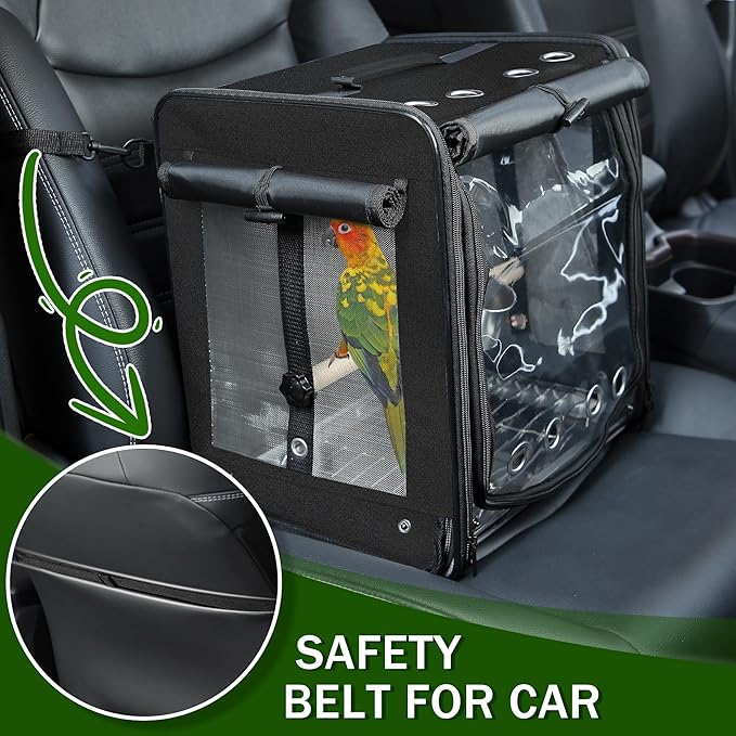 Bird Carrier with Seat Belt for Car Travel, Bird Backpack Carrier with - Image 2