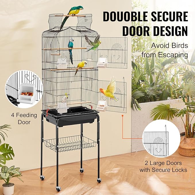 VEVOR 64-inch Open Top Large Parrot Bird Cage - Image 4