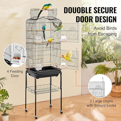 VEVOR 64-inch Open Top Large Parrot Bird Cage - Image 4