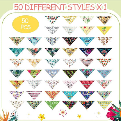 Chunful 50 Pcs Dog Bandanas Bulk Summer Flora Dog Bandanas Pet Triangle Scarf - Image 2