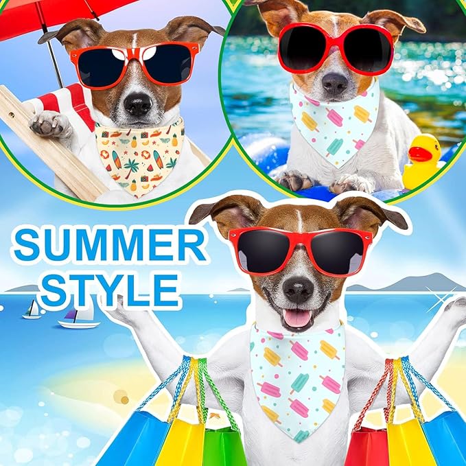 Summer Dog Bandanas Hawaiian Triangle Scarf Kerchief Set - Image 2