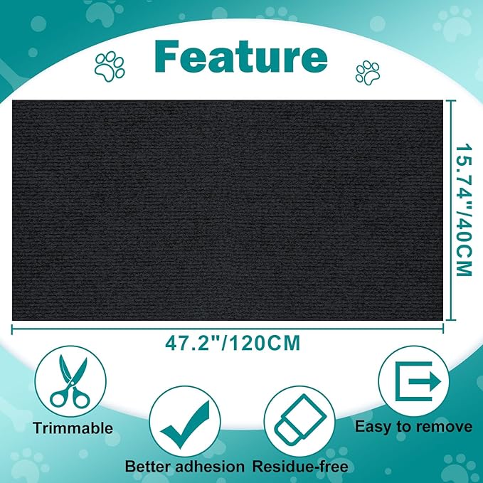 ENONCI Bed Cat Scratcher Pad, 47.2"x15.8"Cat Scratching Mat, Self-Adhesive - Image 6