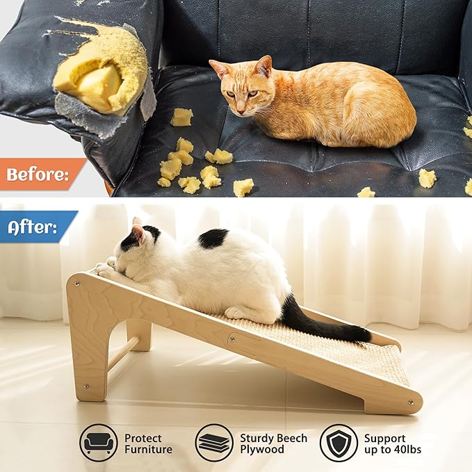 PETKARAY Cat Scratcher, Cat Sisal Scratching Ramp, L Shape Cat Scratch Pad - Image 5