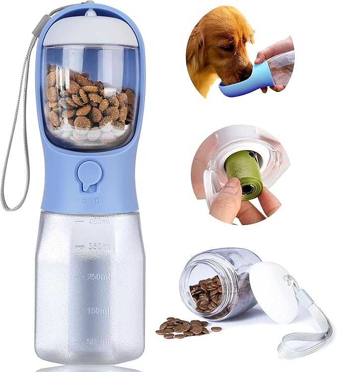 Dog Water Bottle with Food Container, Portable Pet Dog Water Dispenser by AVELORA