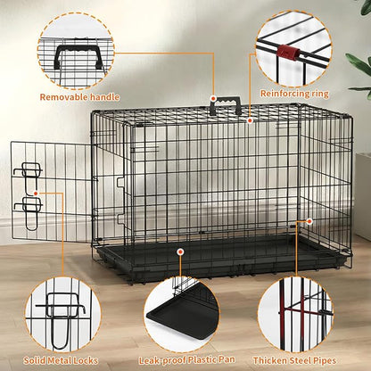 FDW Dog Crate 42-Inch Dog Cage Single Door Foldable Metal Kennel - Image 5