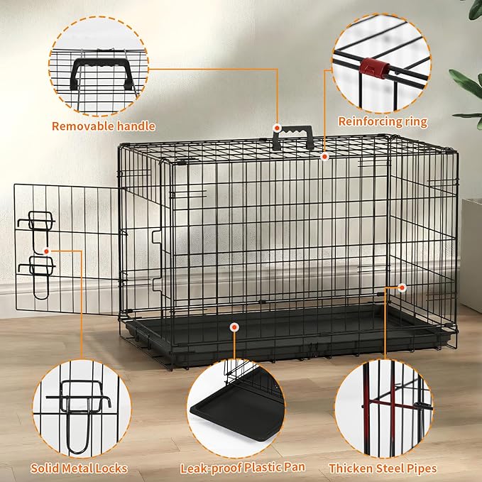 FDW Dog Crate 36-Inch Dog Cage Single Door Foldable Metal Kennel - Image 5