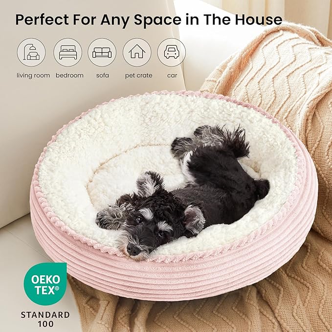 Love's cabin Round Donut Cat and Dog Cushion Bed, 24in Pet Bed - Image 6