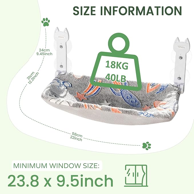 HiPetpy 2 Pack Cat Window Perch, Glow in The Dark Foldable Cat Hammock - Image 6