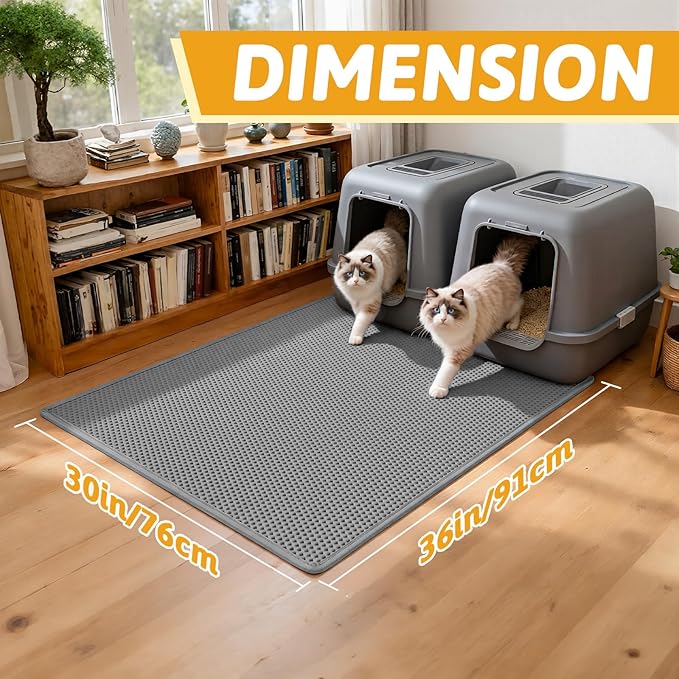 Pieviev Cat Litter Mat Double Layer Waterproof Urine Proof Trapping Mat 1 Pack) - Image 2