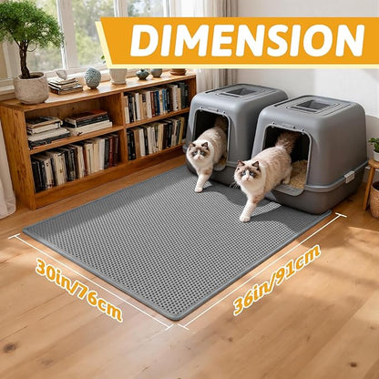 Pieviev Cat Litter Mat Double Layer Waterproof Urine Proof Trapping Mat 1 Pack) - Image 2