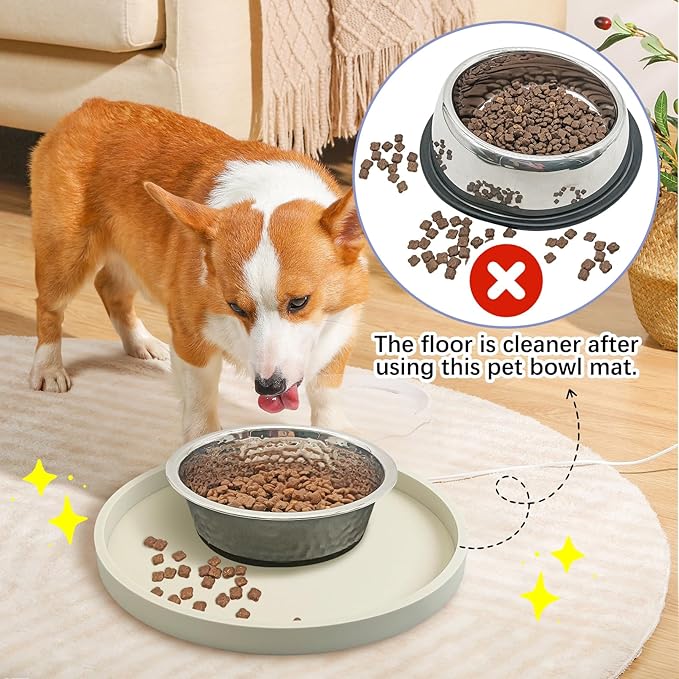 BNOSDM 2 PCS Dog Feeding Mat Brown Silicone Pet Food Mats Waterproof - Image 6