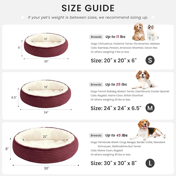 Love's cabin Round Donut Cat and Dog Cushion Bed, 24in Pet Bed - Image 4