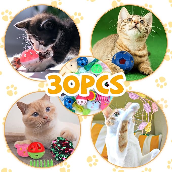 QUOZUO 30 Pcs Cat Toy Kitten Toys Set, Interactive Cat Toy Wand Cat Springs - Image 4