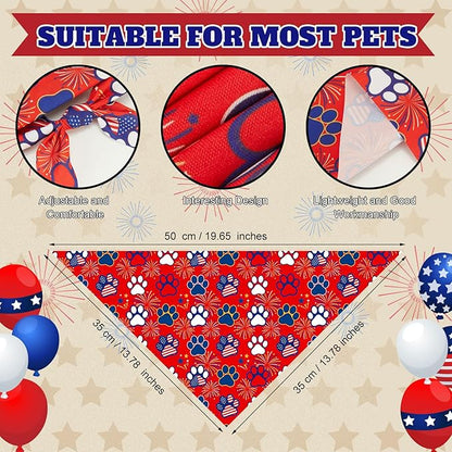 50 Pcs Patriotic Paw Print Dog Bandanas Bulk 4th of July Bandanas - Image 3