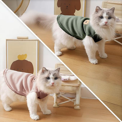 Waffle Knit Cat & Dog T Shirt for Small Dogs, Stretchable Puppy Shirt for - Image 5
