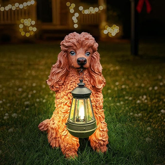 Brown Poodle Dog Garden Statue by Sprgarde