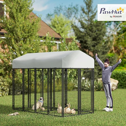 PawHut Outdoor Dog Kennel with 2 Rooms, UV-Resistant & Waterproof Cover - Image 2
