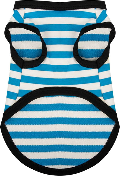 Paiaite Dog Shirt Striped Cotton Sleeveless Tank Top Blue M by Paiaite