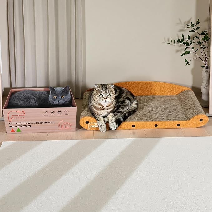 Cat Scratcher Bed 27 Inch Cat Couch Scratcher &16 Inch Cat Scratch Box - Image 2