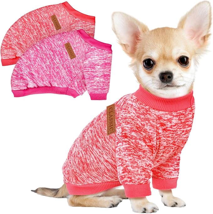 2 Pack Dog Sweaters for Small Dogs Girl Boy Winter Fleece Clothes Warm Soft Dog by BAOBICUTE