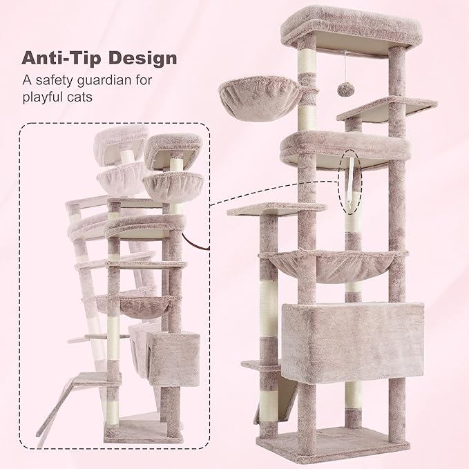 Heybly Tall Cat Tree for Large Cat, 80-inch Multi-Level Cat Tower for Indoor - Image 6