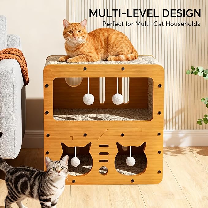 Cat Scratcher House, 2-in-1 Cardboard Cat House - Image 3