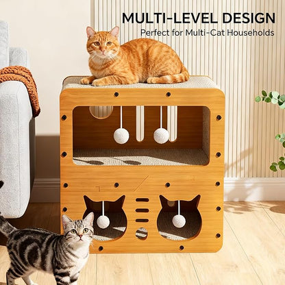 Cat Scratcher House, 2-in-1 Cardboard Cat House - Image 3