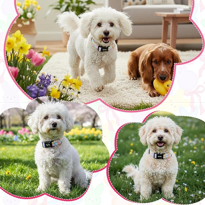Easter Dog Collar with Cute Bunny & Bow Patterns, Small Dog Collar with - Image 5