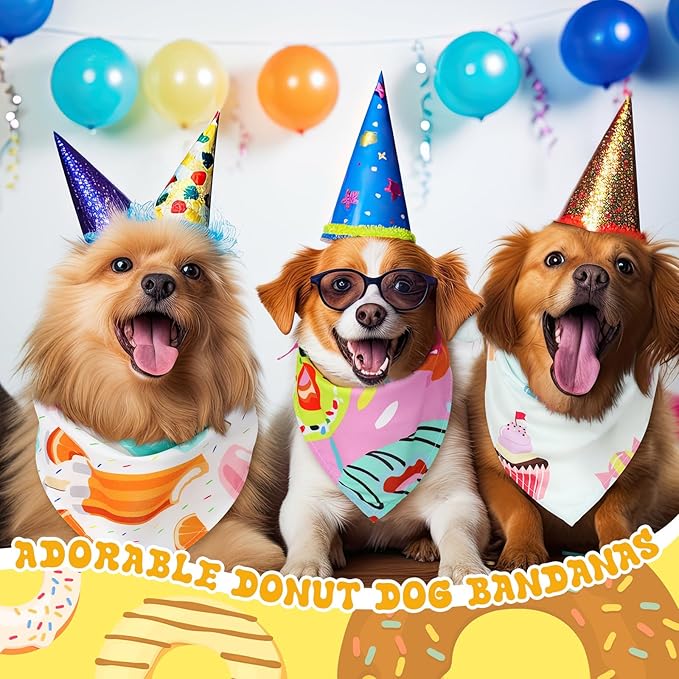 Huhumy 100 Pcs Donut Dog Bandanas Bulk Pet Bibs Colorful Triangle Scarf Donut - Image 5
