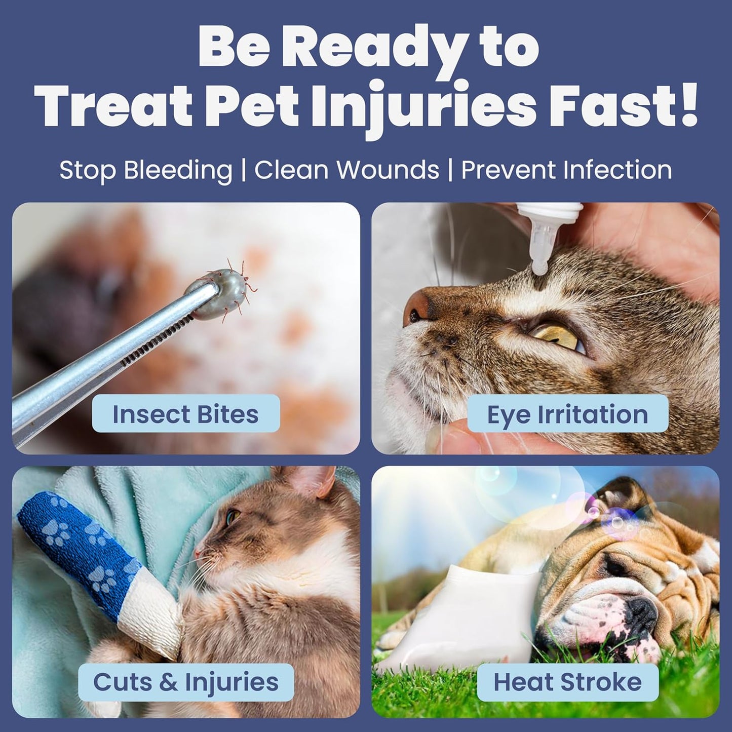 Dog First Aid Kit 2-Pack – Vet-Approved Pet First Aid Supplies for Dogs & Cats in Emergencies – Pet First Aid Guide, Tick Remover, Slip Leash & Medical Essentials for Home, Camping, Car, Travel