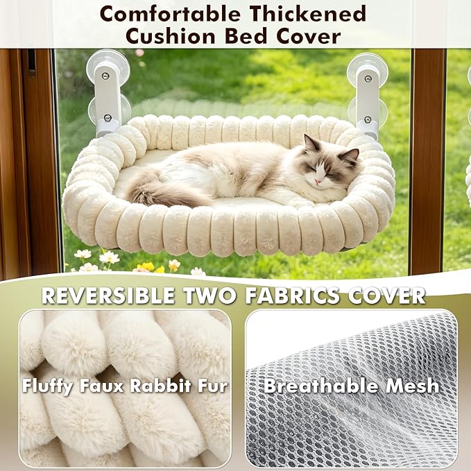AMOSIJOY Cordless Cat Window Perch, Window Hammock - Image 7