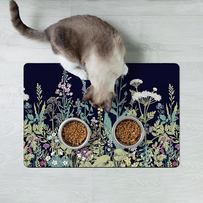 Rnivvi Dog Food Mat, Cute Anti-Slip Rubber Pet Feeding Rug Protect Floors - Image 7