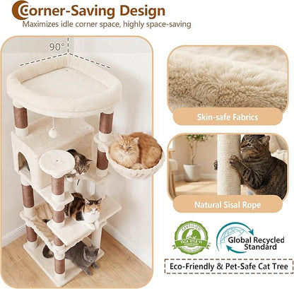 Heybly Cat Tree, 53.1-Inch Corner Stable Cat Tower - Image 5