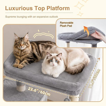 Heybly 68.1" Cat Tree with Oversized Top Platform & Wide Base, Heavy Duty Cat - Image 6