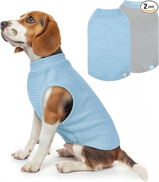 KYEESE 2Pack Waffle Dog Shirts, Lightweight Sleeveless Dog T Shirts by KYEESE